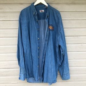 Denim Button-down, Super Bowl 30 Embroidered